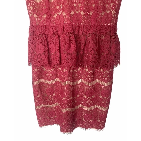 Anthropologie Maeve Elsa Red Lace Peplum Holiday Dress Lovecore Size Small - Picture 4 of 8
